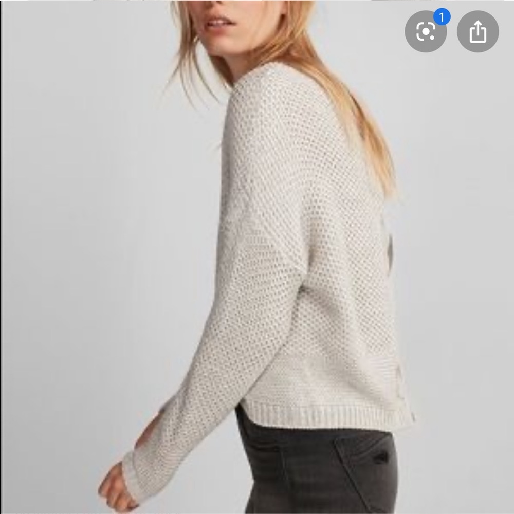 Lace Up Split Back Sweater - image 3